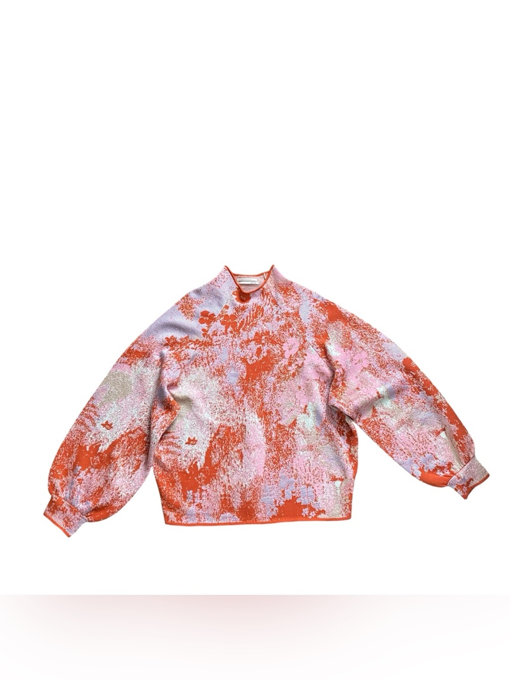 Anthropologie Beatriz Mock-Neck Sweater Lurex Edition Women’s 1X Pink Orange